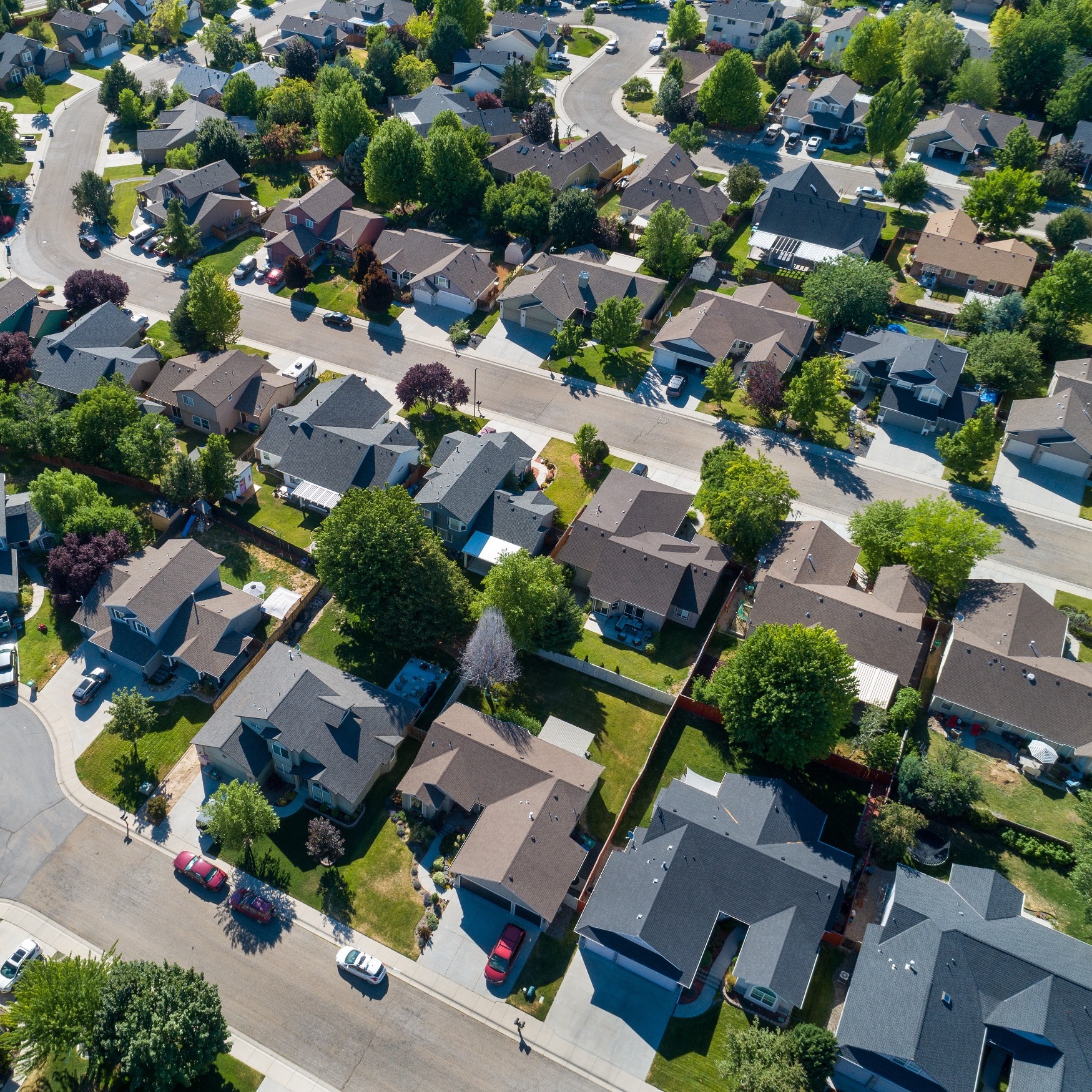 aerial shot of a neighborhood